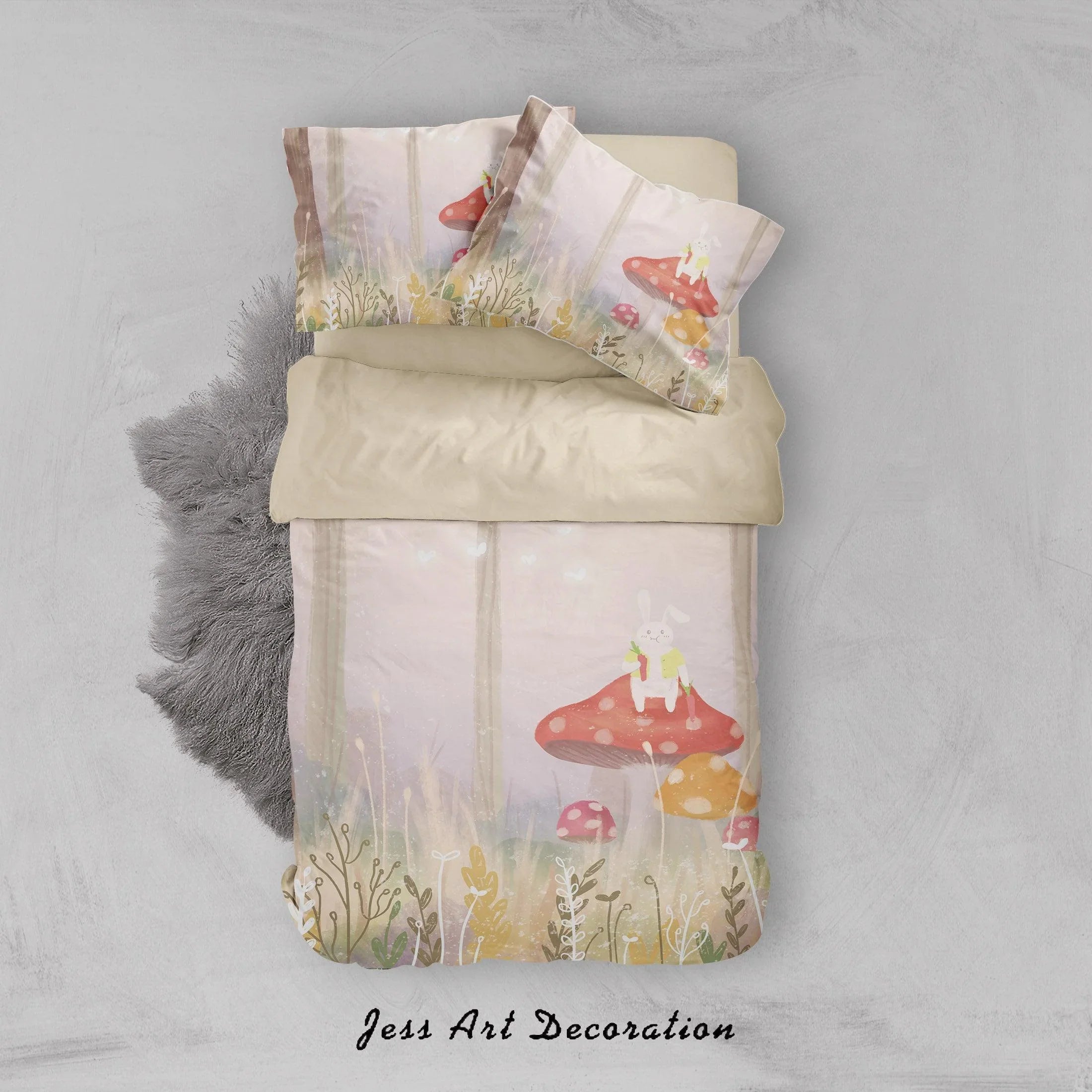 3D Red Mushroom Painting Quilt Cover Set Bedding Set Duvet Cover Pillowcases A424 LQH- Jess Art Decoration