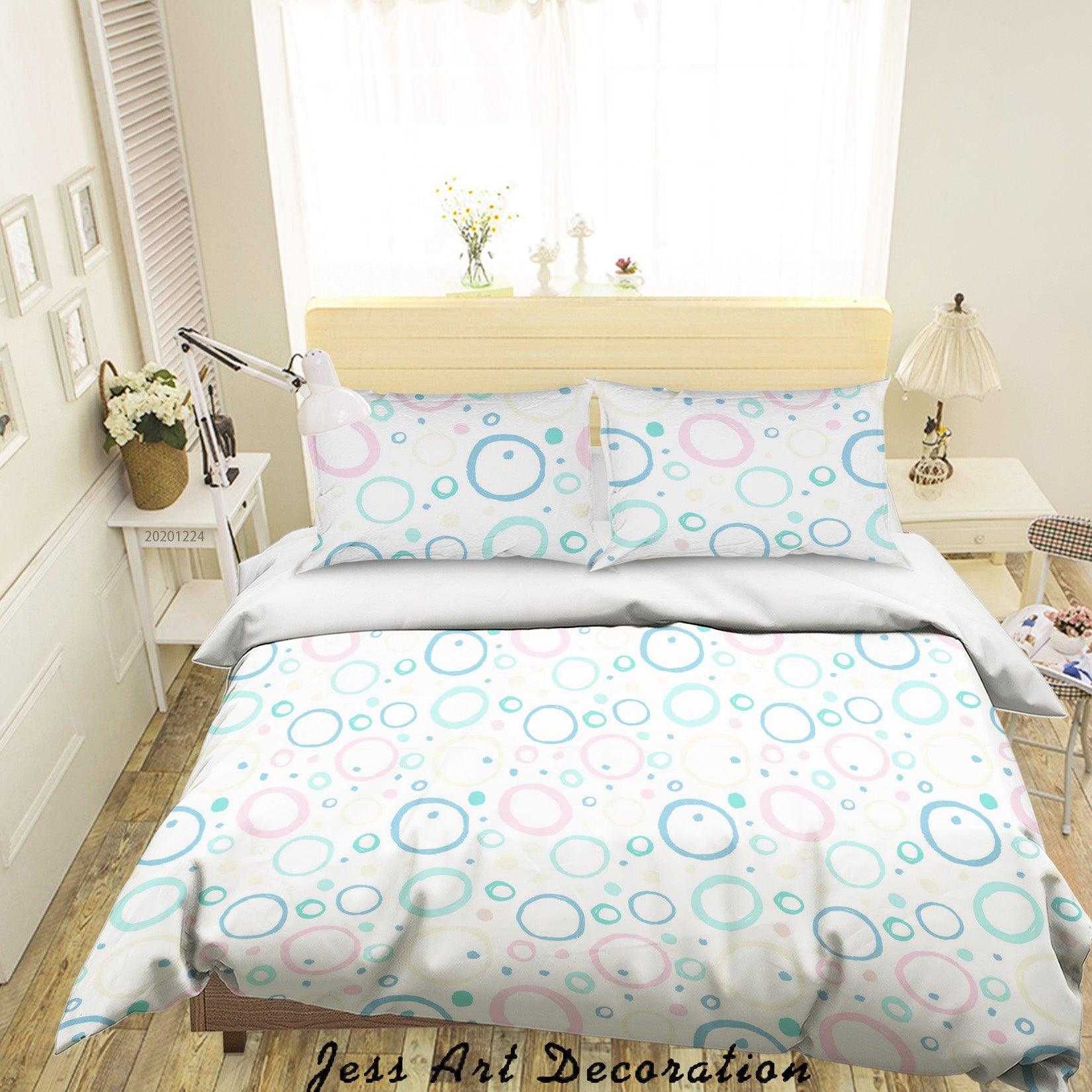 3D Watercolor Green Circle Quilt Cover Set Bedding Set Duvet Cover Pillowcases 125 LQH- Jess Art Decoration