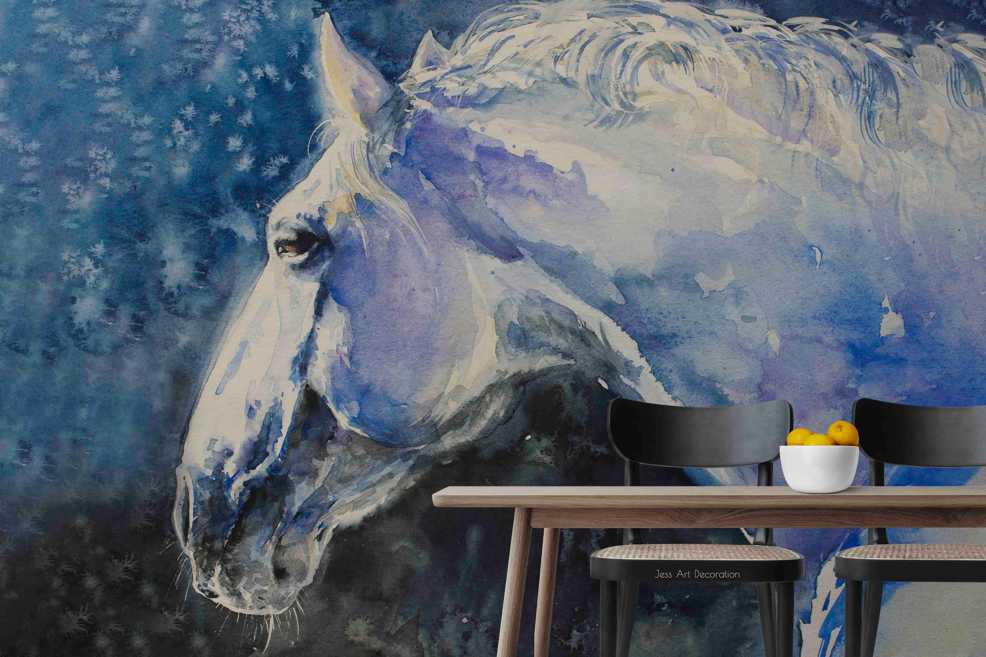 Steed Avatar Watercolor Contemporary Wallpaper contemporary street art wall mural for creative room or feature wall