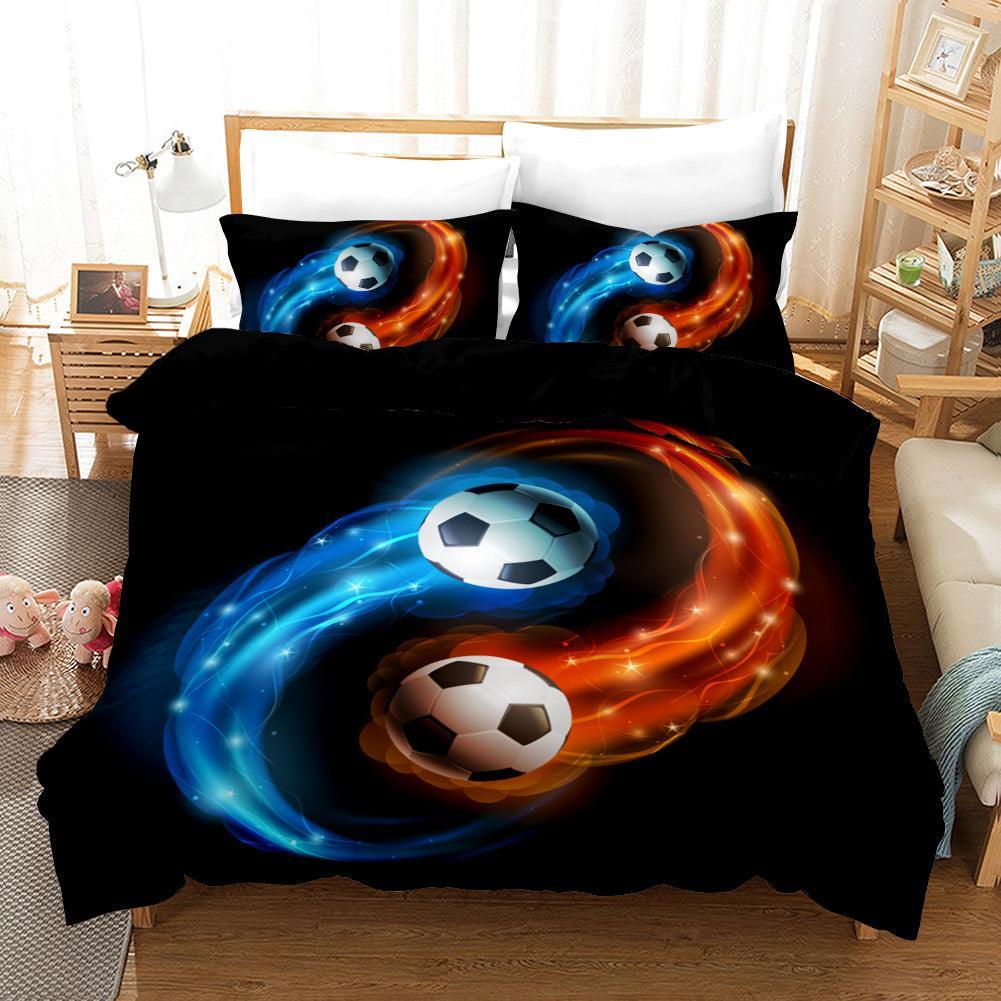 3D Black Red Blue Football Soccer Quilt Cover Set Bedding Set Pillowcases 67- Jess Art Decoration