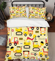 3D Cartoon Yellow Engineering Vehicle Quilt Cover Set Bedding Set Pillowcases 140- Jess Art Decoration