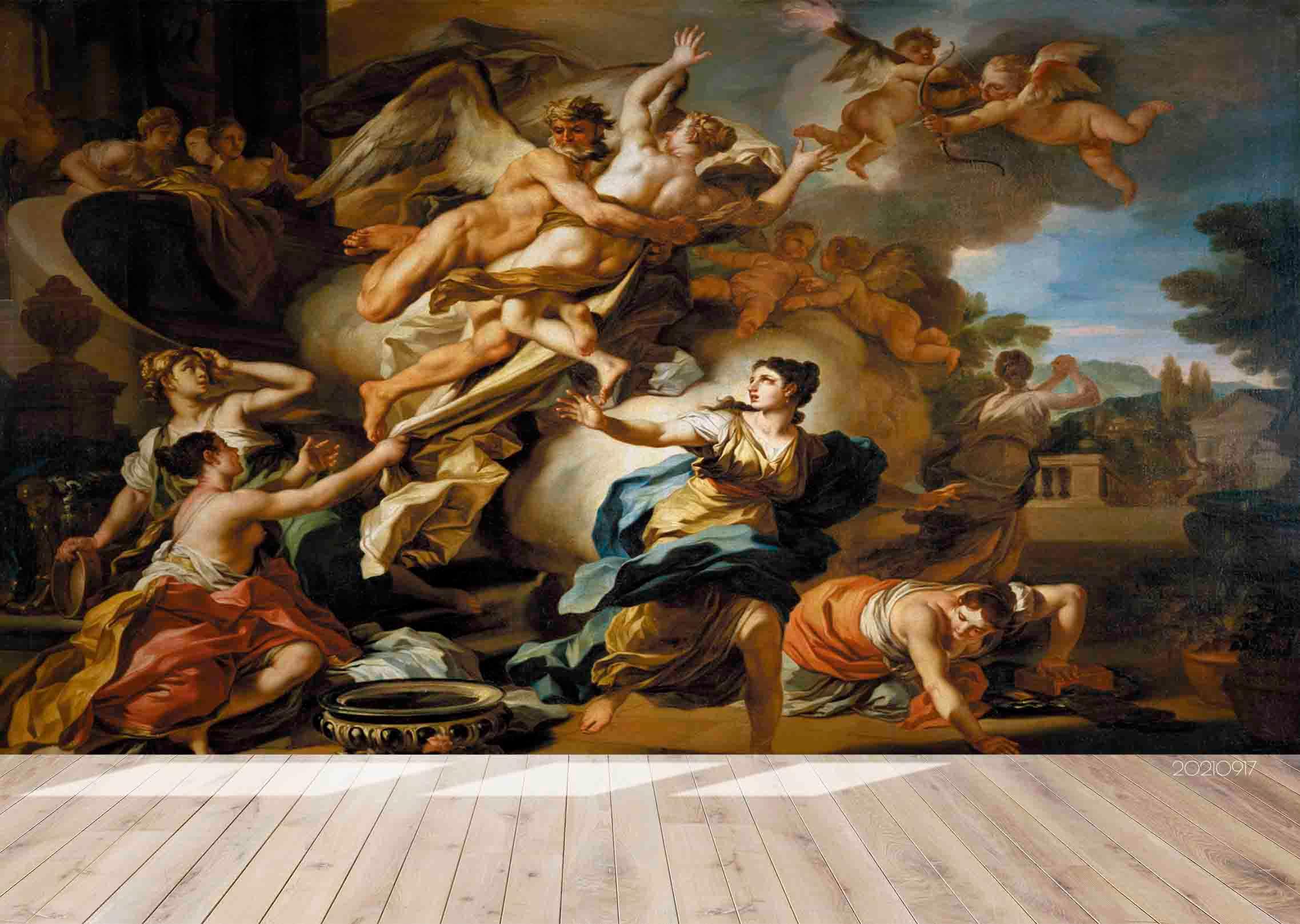 3D Religious Angel Painting classical religious angel painting wall mural wallpaper for dining room - view 4