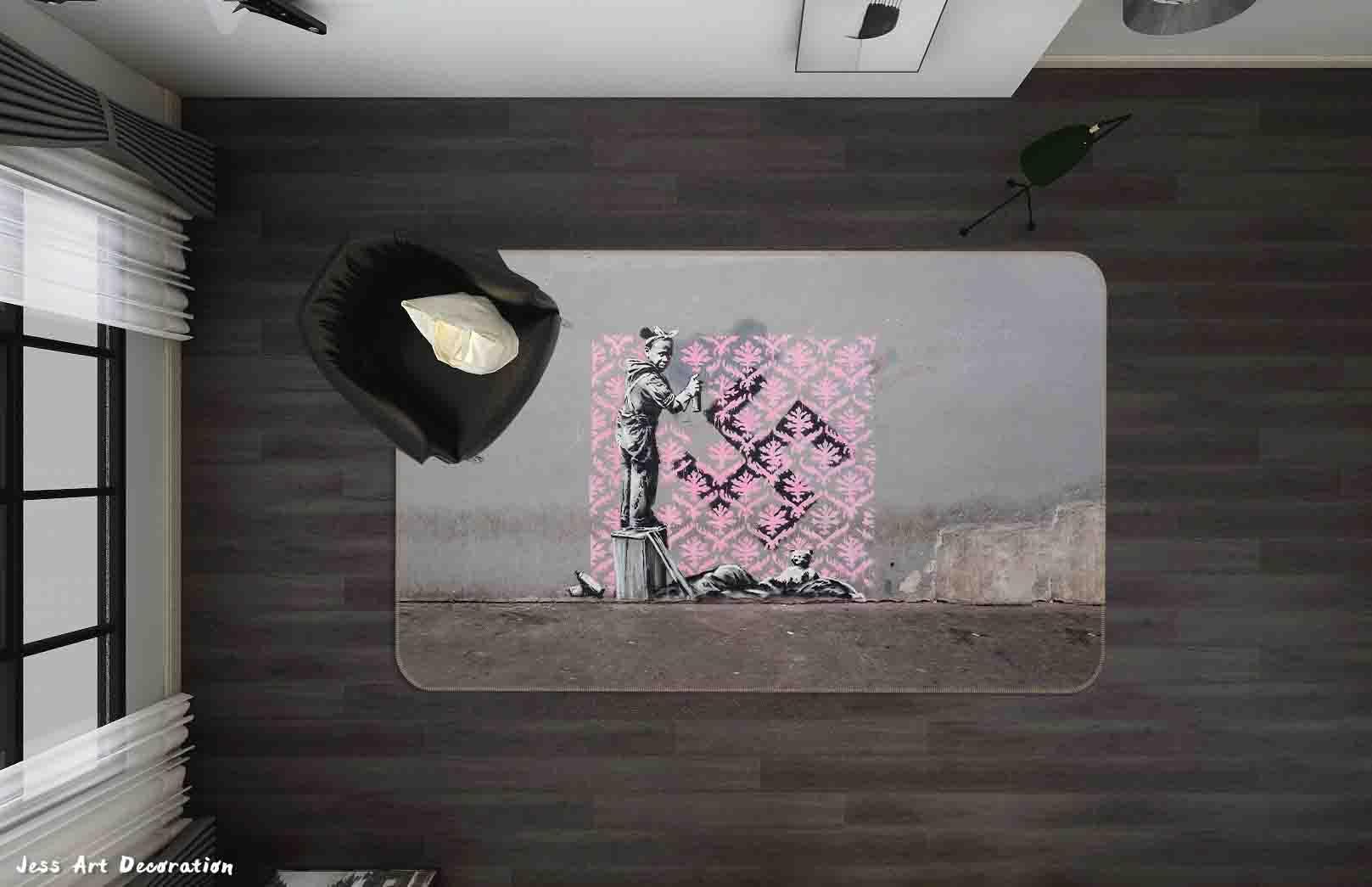 3D Graffiti Street Artists Non-Slip Rug Mat A185 LQH- Jess Art Decoration
