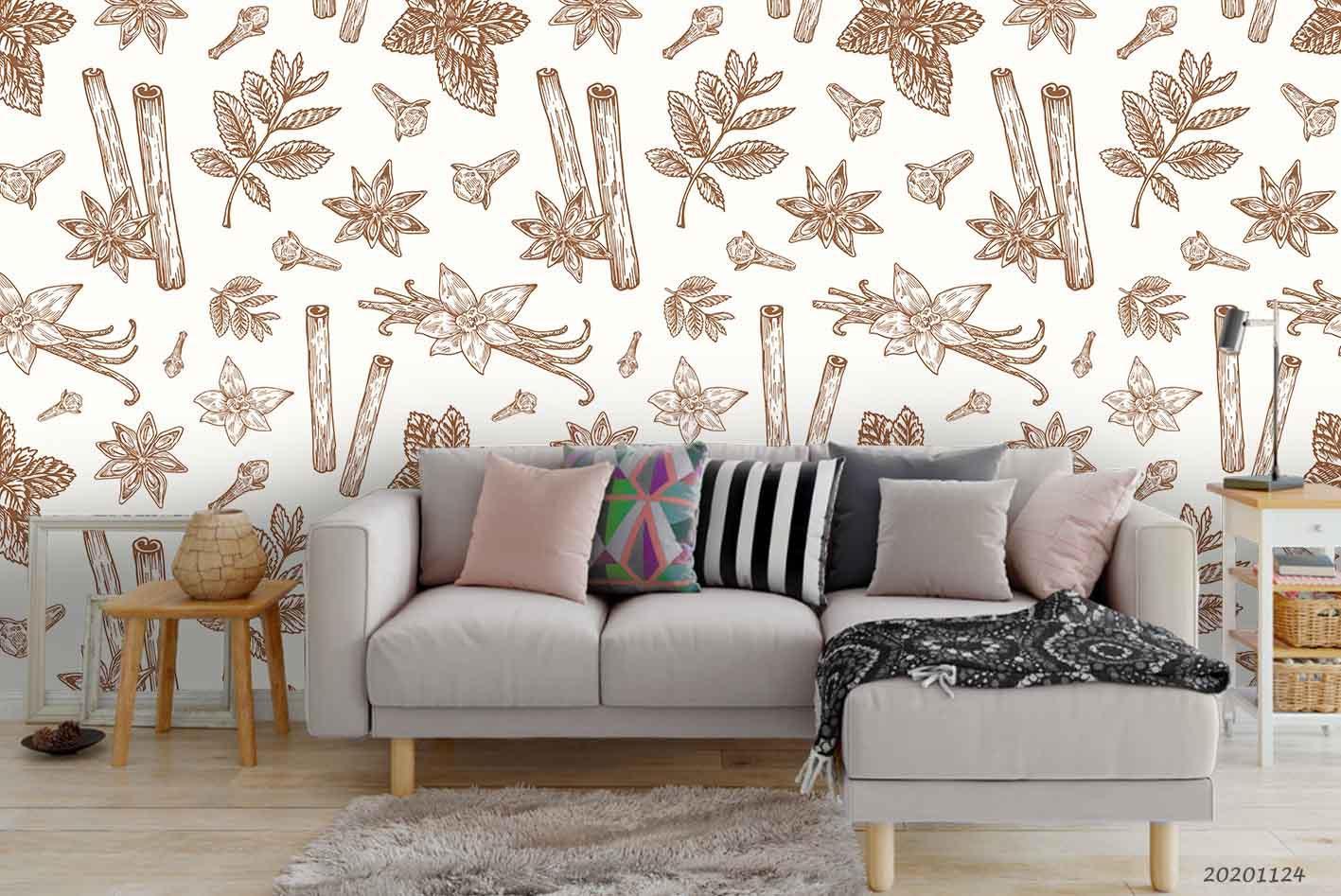 3D Hand Drawn Leaf Wall Mural Wallpaper LQH 130- Jess Art Decoration
