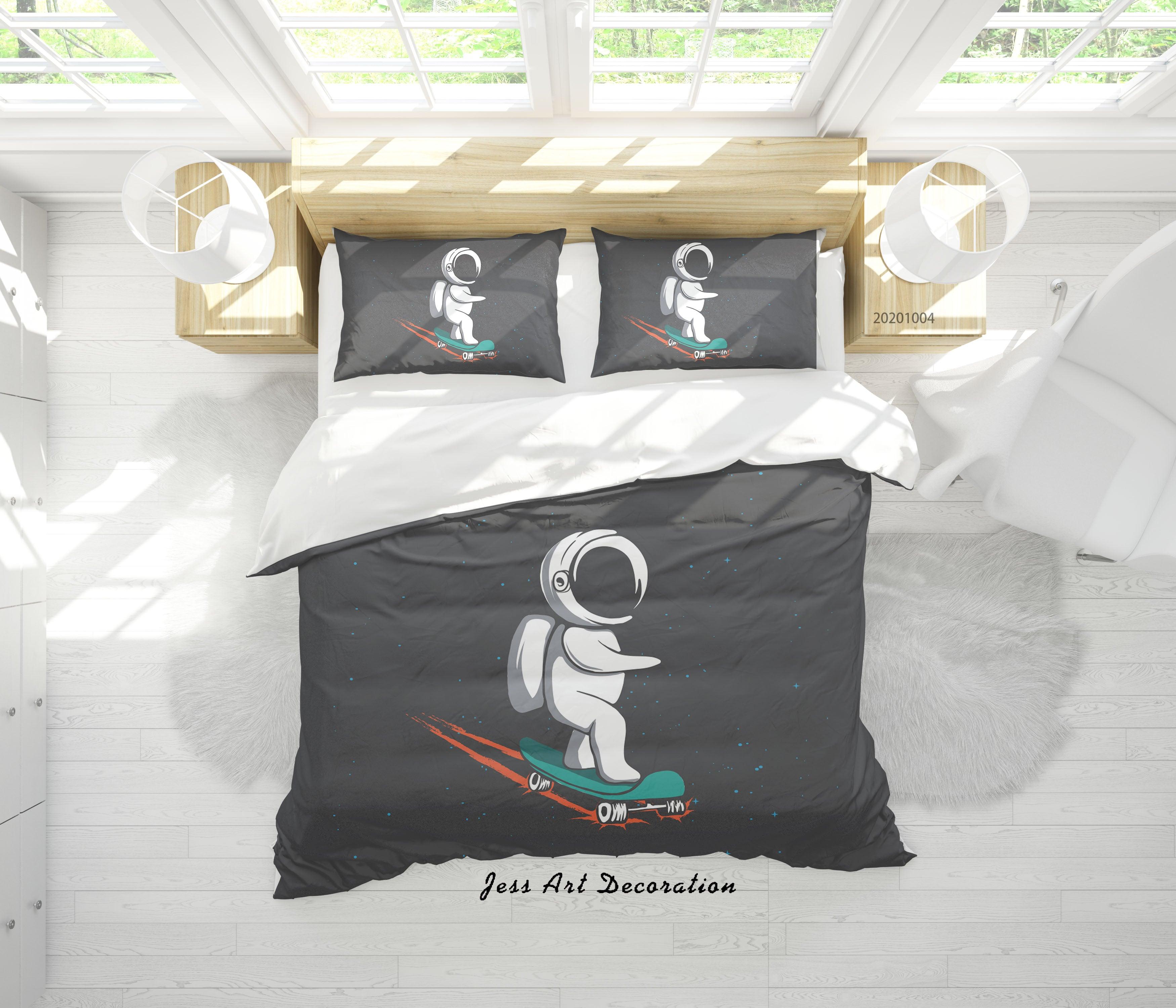 3D Planet Astronaut Spaceship Quilt Cover Set Bedding Set Duvet Cover Pillowcases WJ 9244- Jess Art Decoration