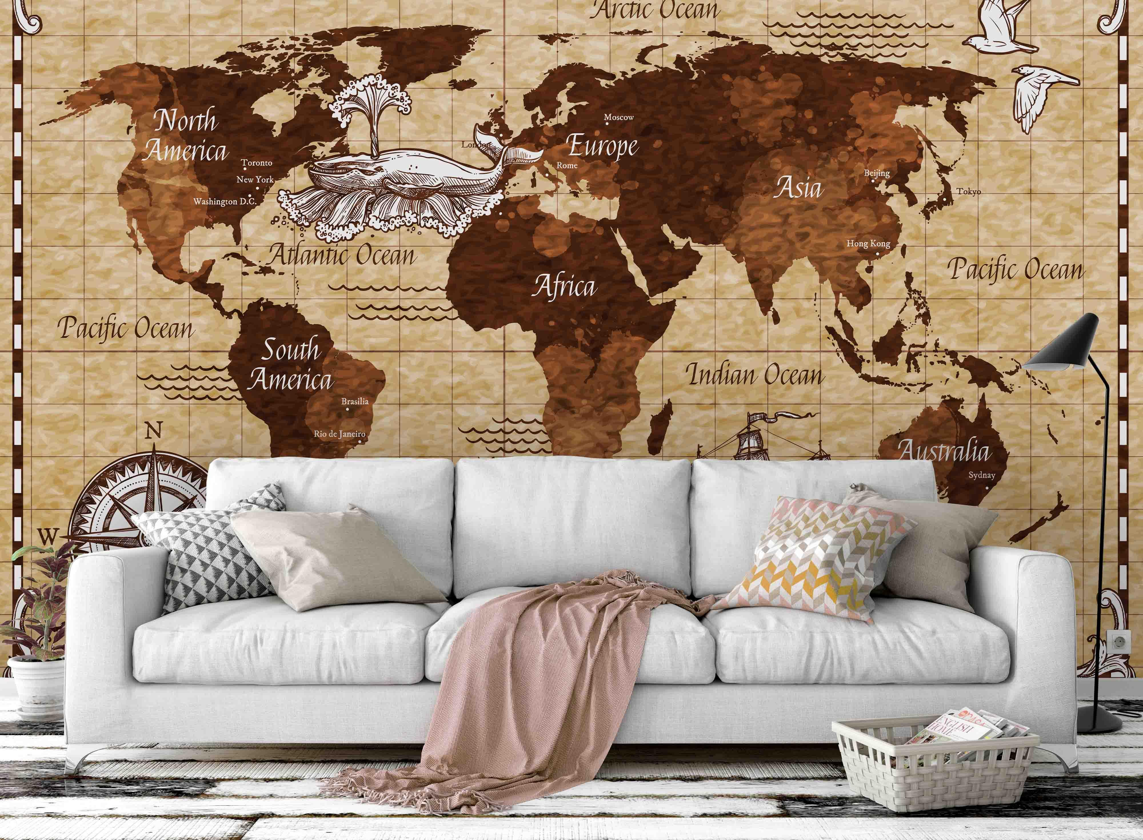 3D world map wall mural wallpaper 2- Jess Art Decoration