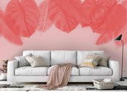 3D pink leaves wall mural wallpaper 34- Jess Art Decoration