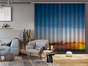 3D Abstract Trees Blue Sky Golden Light Curtains and Drapes GD 2264- Jess Art Decoration