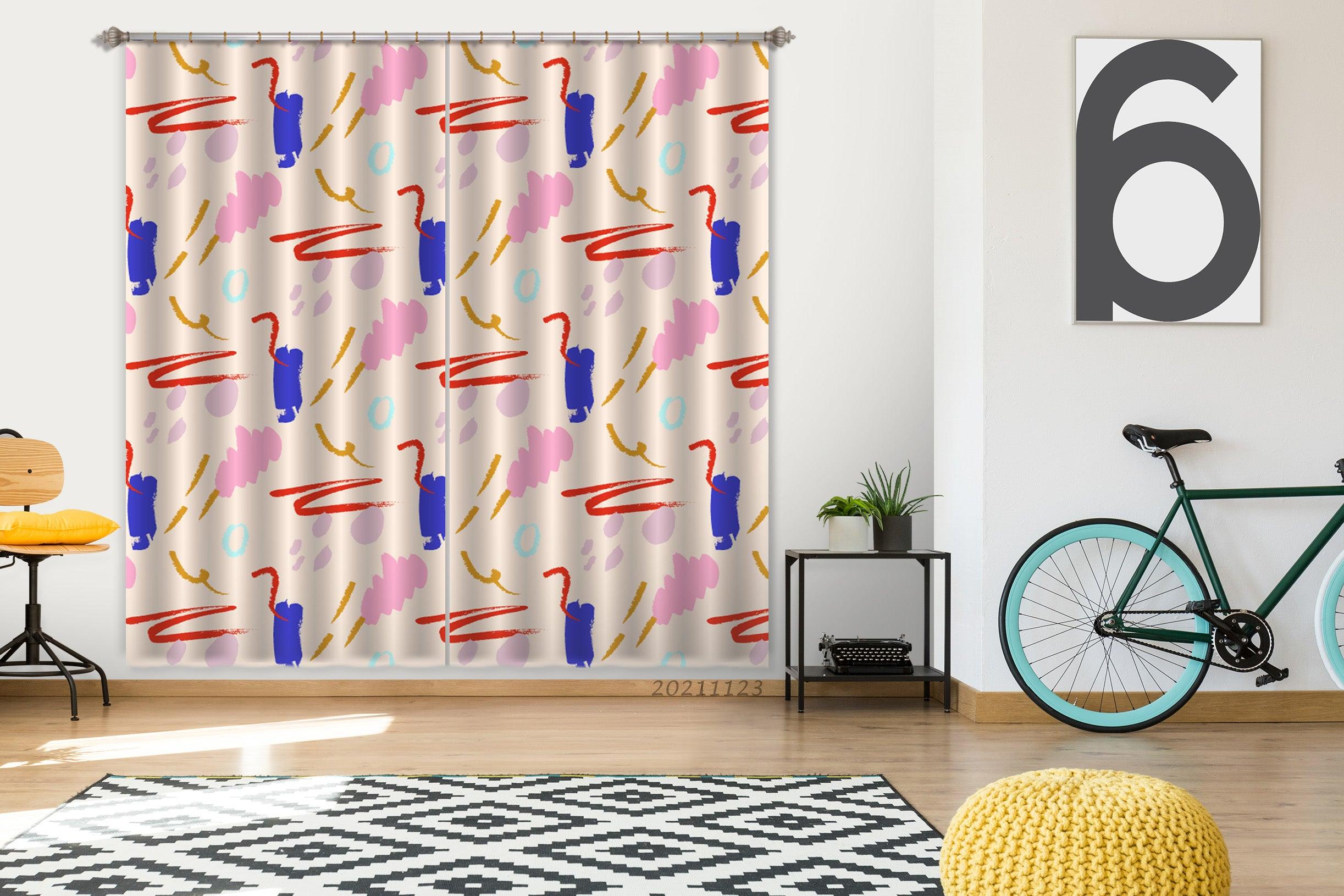 3D Abstract Color Graphics Curtains and Drapes LQH 2- Jess Art Decoration