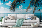 3D blue sky coconut tree wall mural wallpaper 9- Jess Art Decoration
