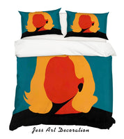 3D Abstract Figure Lady Golden Hair Red Blue Quilt Cover Set Bedding Set Duvet Cover Pillowcases  ZY D46- Jess Art Decoration
