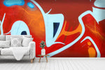 3D Abstract Red Graffiti  Wall Mural Wallpaper 41- Jess Art Decoration
