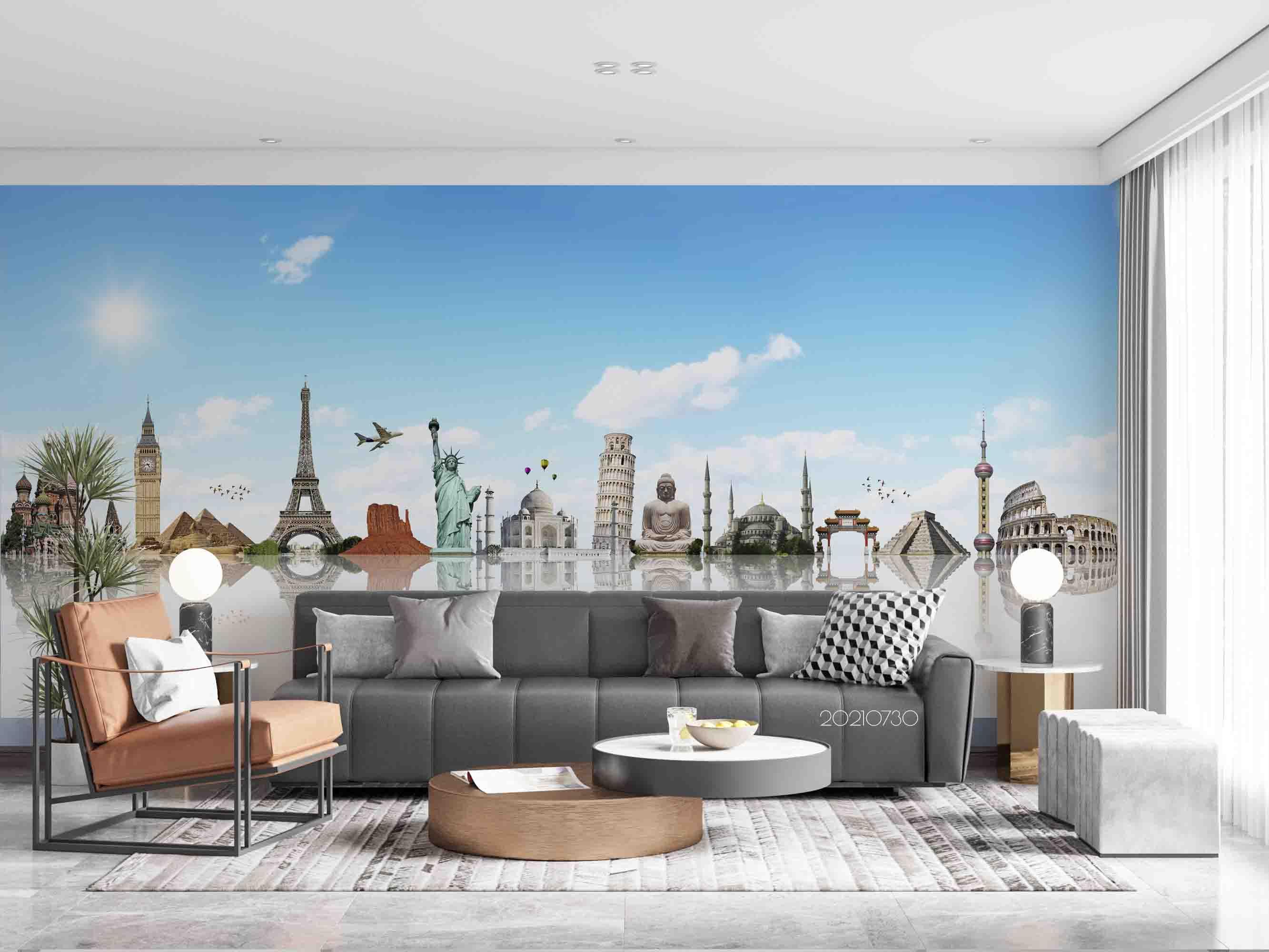 3D World Monument Concept Wall Mural Wallpaper SWW4469- Jess Art Decoration