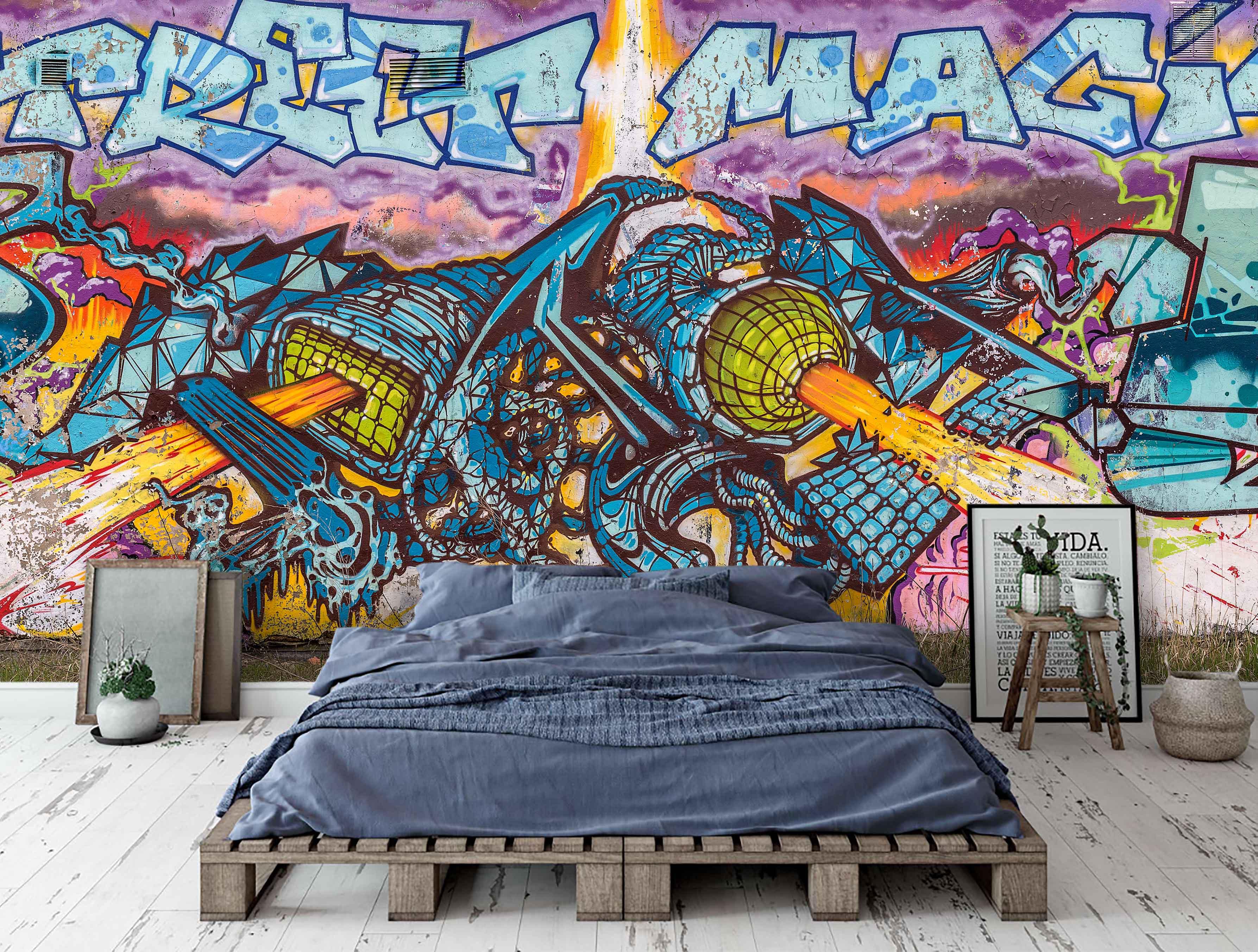 3D Colored Graffiti Letter Wall Mural Wallpaper 17- Jess Art Decoration