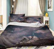 3D Starry Sky Mountain Landscape Quilt Cover Set Bedding Set Duvet Cover Pillowcases 170- Jess Art Decoration