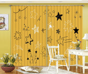 3D Yellow Star Pattern Curtains and Drapes LQH 75- Jess Art Decoration