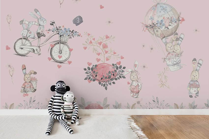 3D Pink Bicycle Girls Wall Mural Wallpaper 13- Jess Art Decoration
