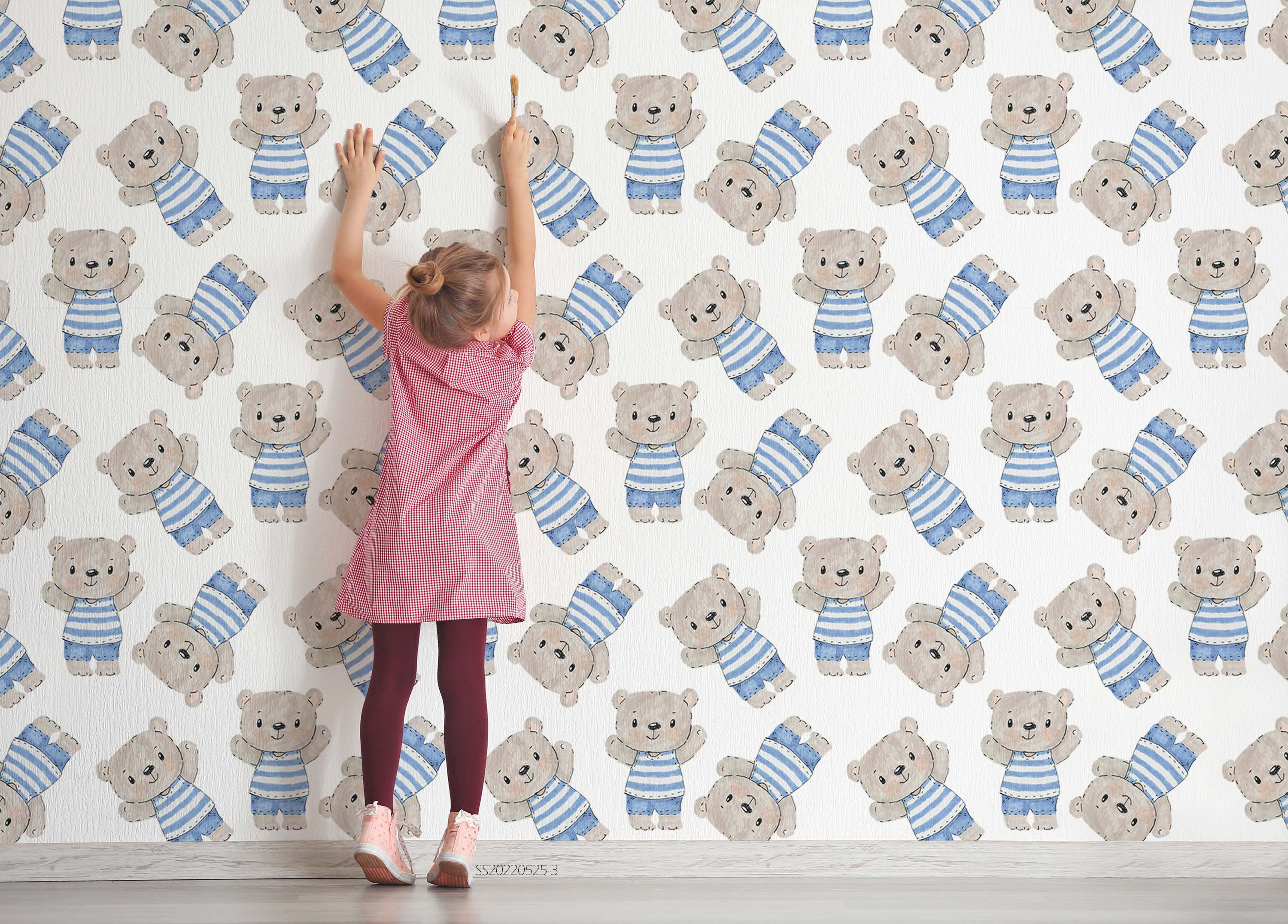 3D Cartoon Cute Bear Wall Mural Wallpaper GD 373- Jess Art Decoration