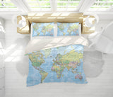 3D Blue World Map Quilt Cover Set Bedding Set Pillowcases 251- Jess Art Decoration