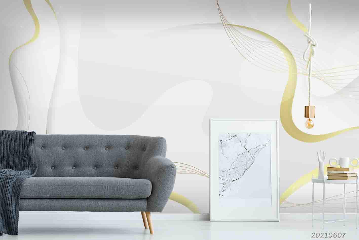 3D  Abstract Art Ripple Golden Linear Wall Mural Wallpaper SWW1077- Jess Art Decoration