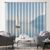 3D Mountain Sea Sailboat Curtains and Drapes GD 1661- Jess Art Decoration