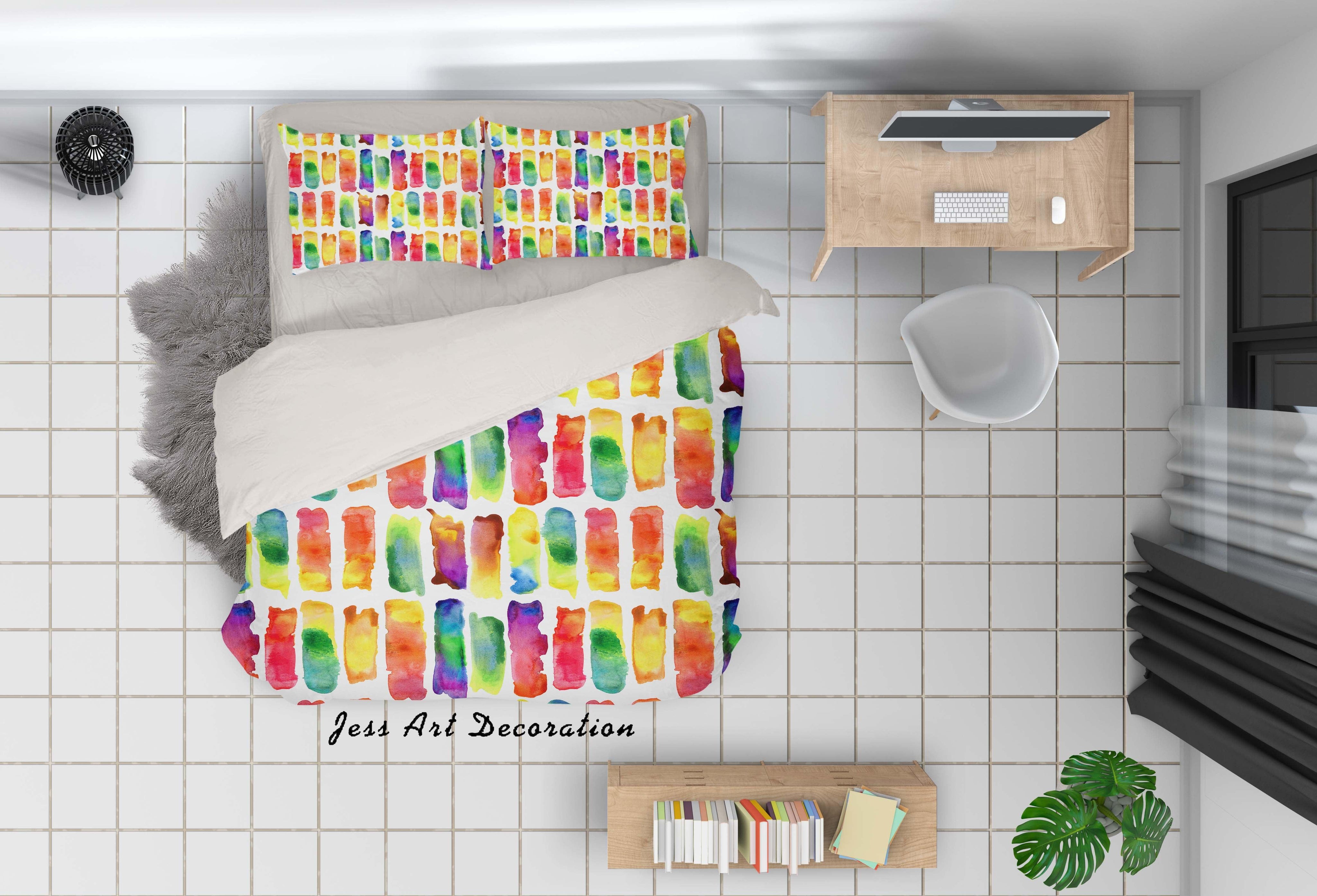 3D Watercolor Pattern Quilt Cover Set Bedding Set Pillowcases 33- Jess Art Decoration