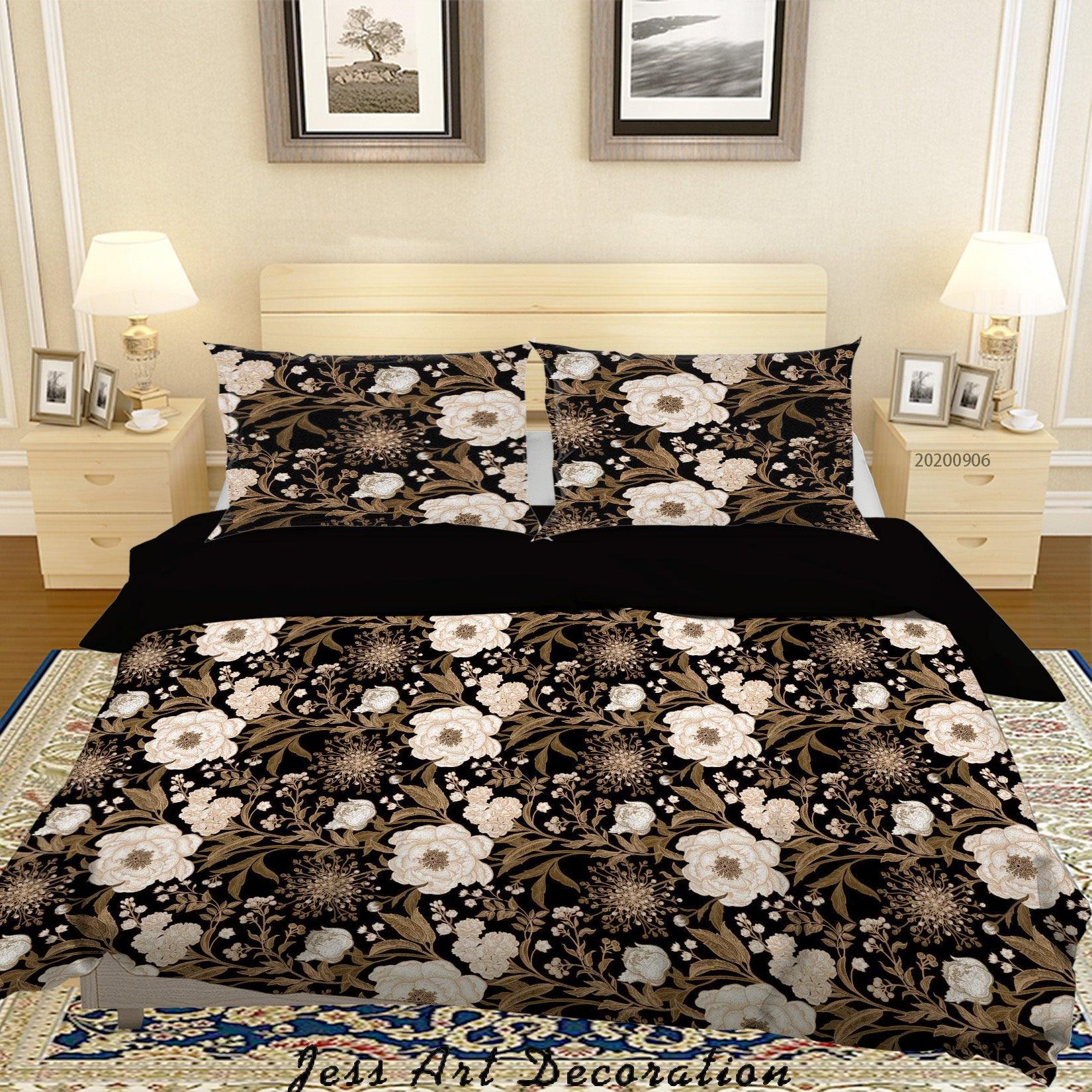 3D Vintage White Leaves Pattern Quilt Cover Set Bedding Set Duvet Cover Pillowcases WJ 3612- Jess Art Decoration