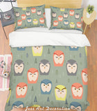 3D Colored Cartoon Owl Pattern Quilt Cover Set Bedding Set Pillowcases  8- Jess Art Decoration