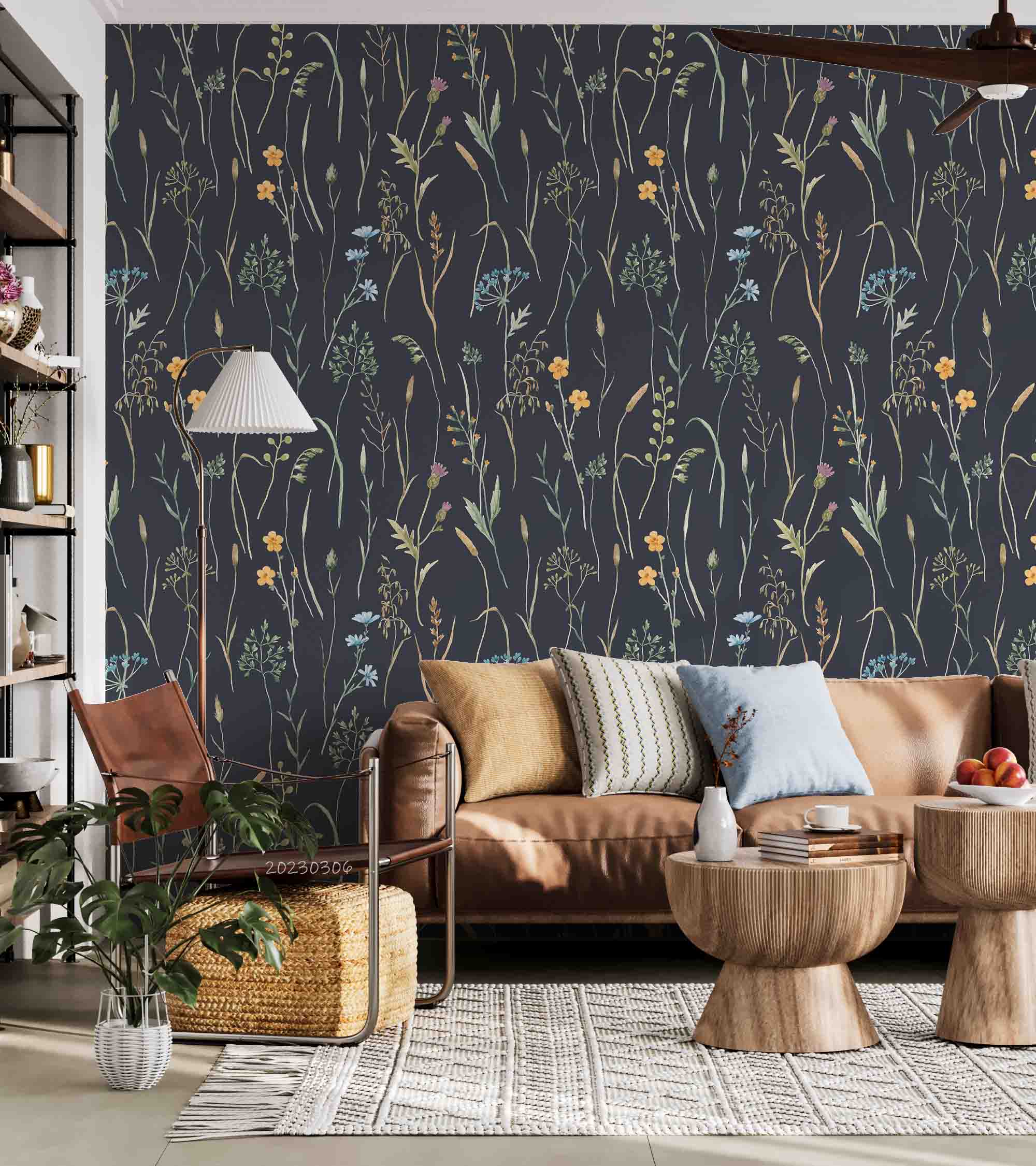 3D Watercolor Wild Herb Floral Wall Mural Wallpaper GD 1647- Jess Art Decoration