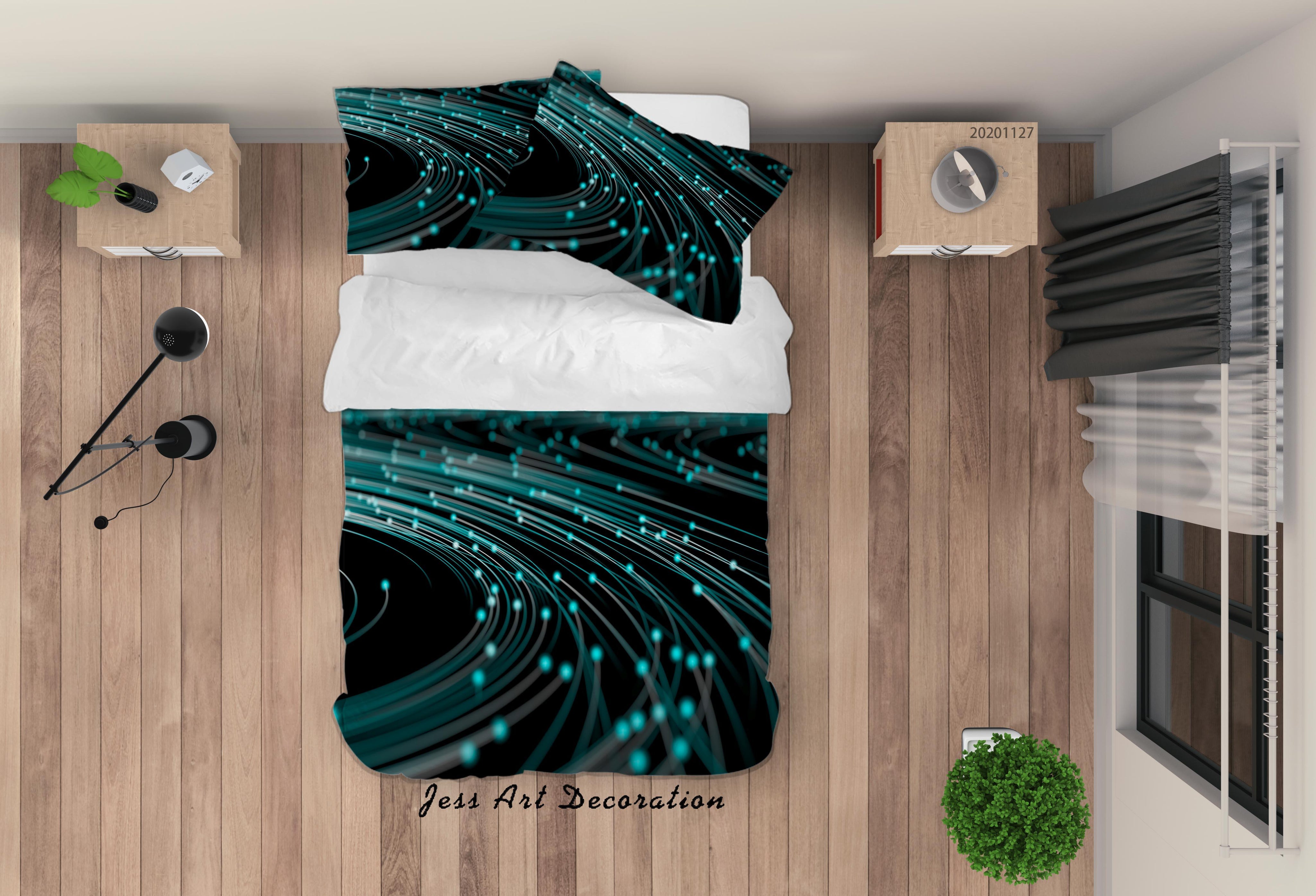 3D Abstract Digital Green Light Quilt Cover Set Bedding Set Duvet Cover Pillowcases LXL- Jess Art Decoration