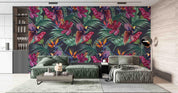 3D Vintage Plants Green Leaf Colorful Bird Pattern Wall Mural Wallpaper GD 3507- Jess Art Decoration