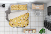 3D Cartoon Rabbit Yellow Quilt Cover Set Bedding Set Pillowcases 110- Jess Art Decoration