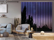 3D Woods Night Blue Stars Sky Curtains and Drapes GD 2325- Jess Art Decoration