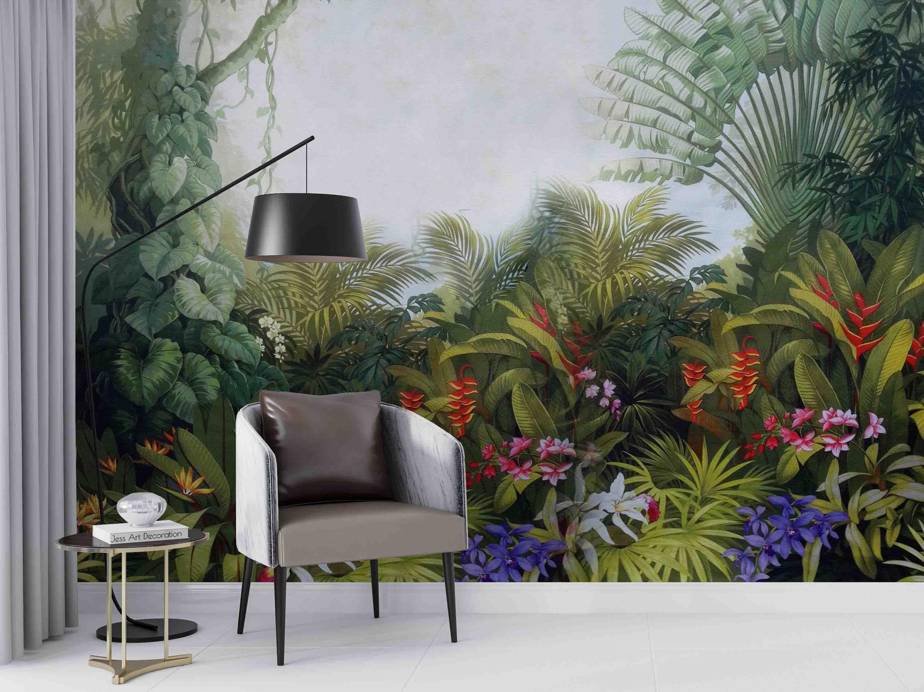 3D Tropical Forest Plant Flower Wall Mural Wallpaper GD 2564- Jess Art Decoration