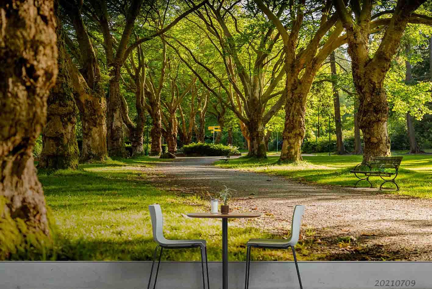 3D Woods Park Path Wall Mural Wallpaper SWW4168- Jess Art Decoration