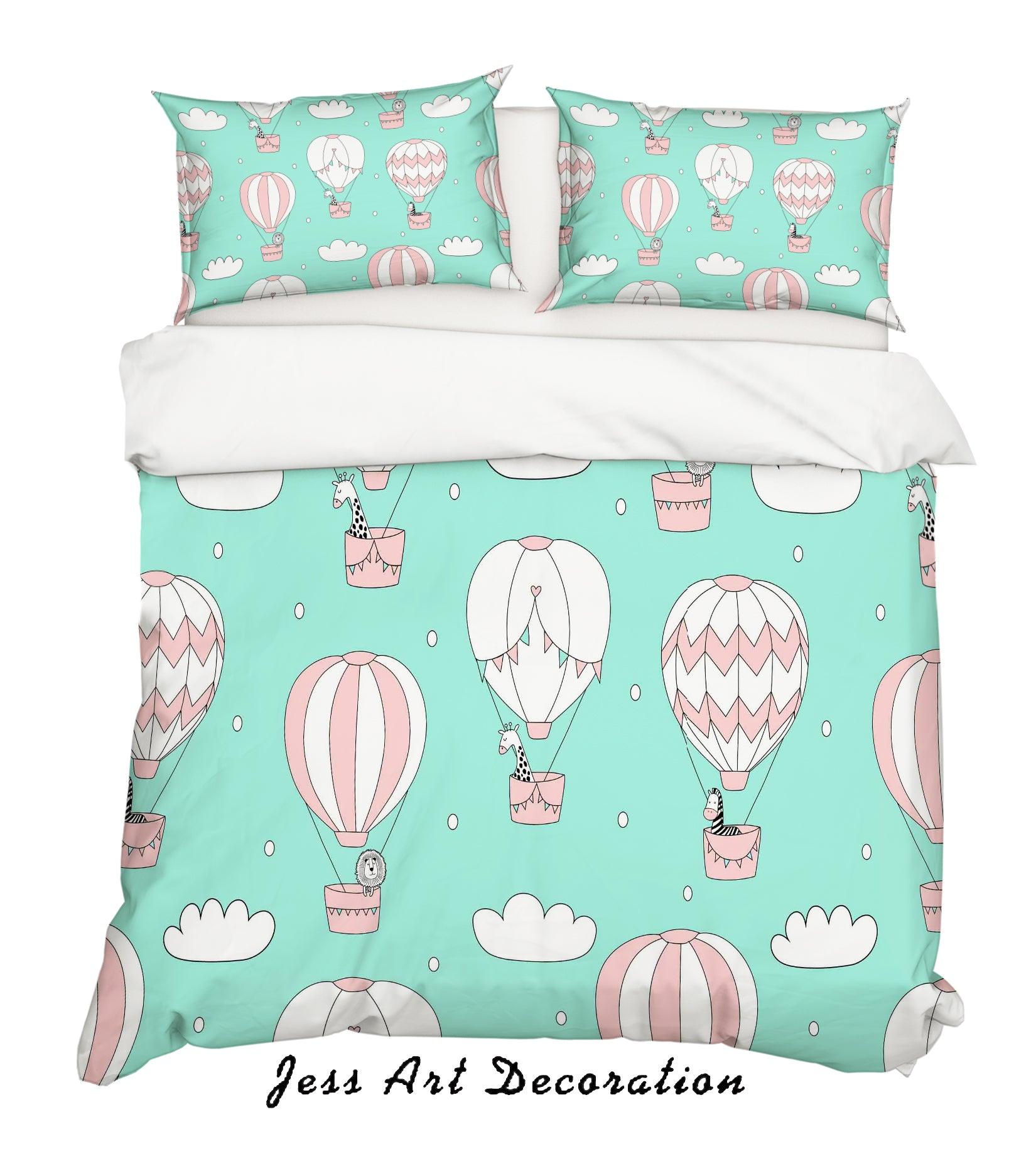 3D Cartoon Hot Air Balloon Quilt Cover Set Bedding Set Pillowcases 8- Jess Art Decoration
