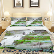 3D Watercolor Mountain Waterfall Quilt Cover Set Bedding Set Pillowcases 39- Jess Art Decoration