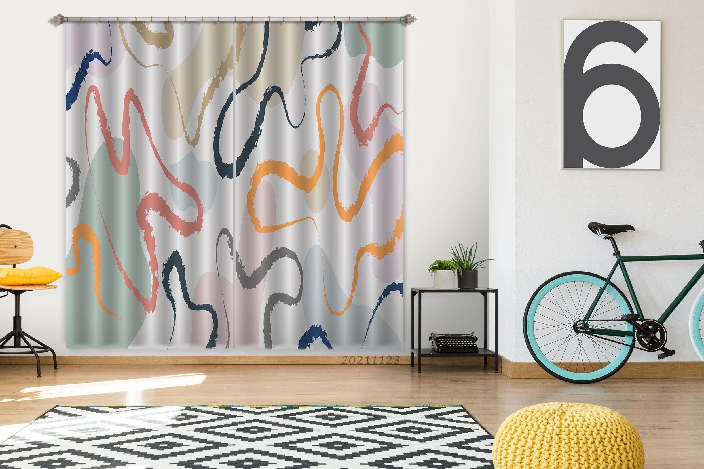 3D Abstract Color Geometry Curtains and Drapes LQH 38- Jess Art Decoration