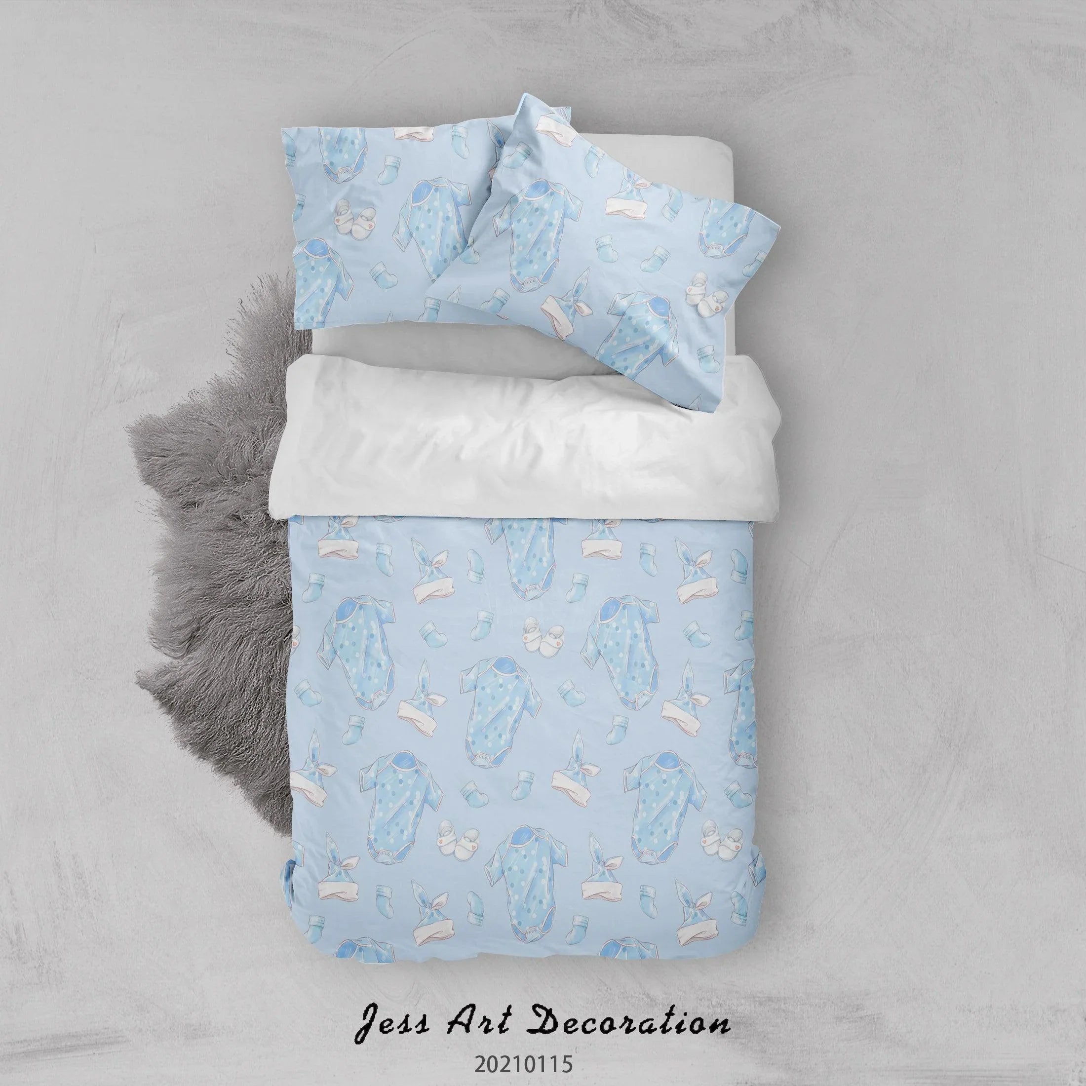 3D Cartoon Blue Baby Quilt Cover Set Bedding Set Duvet Cover Pillowcases 8- Jess Art Decoration
