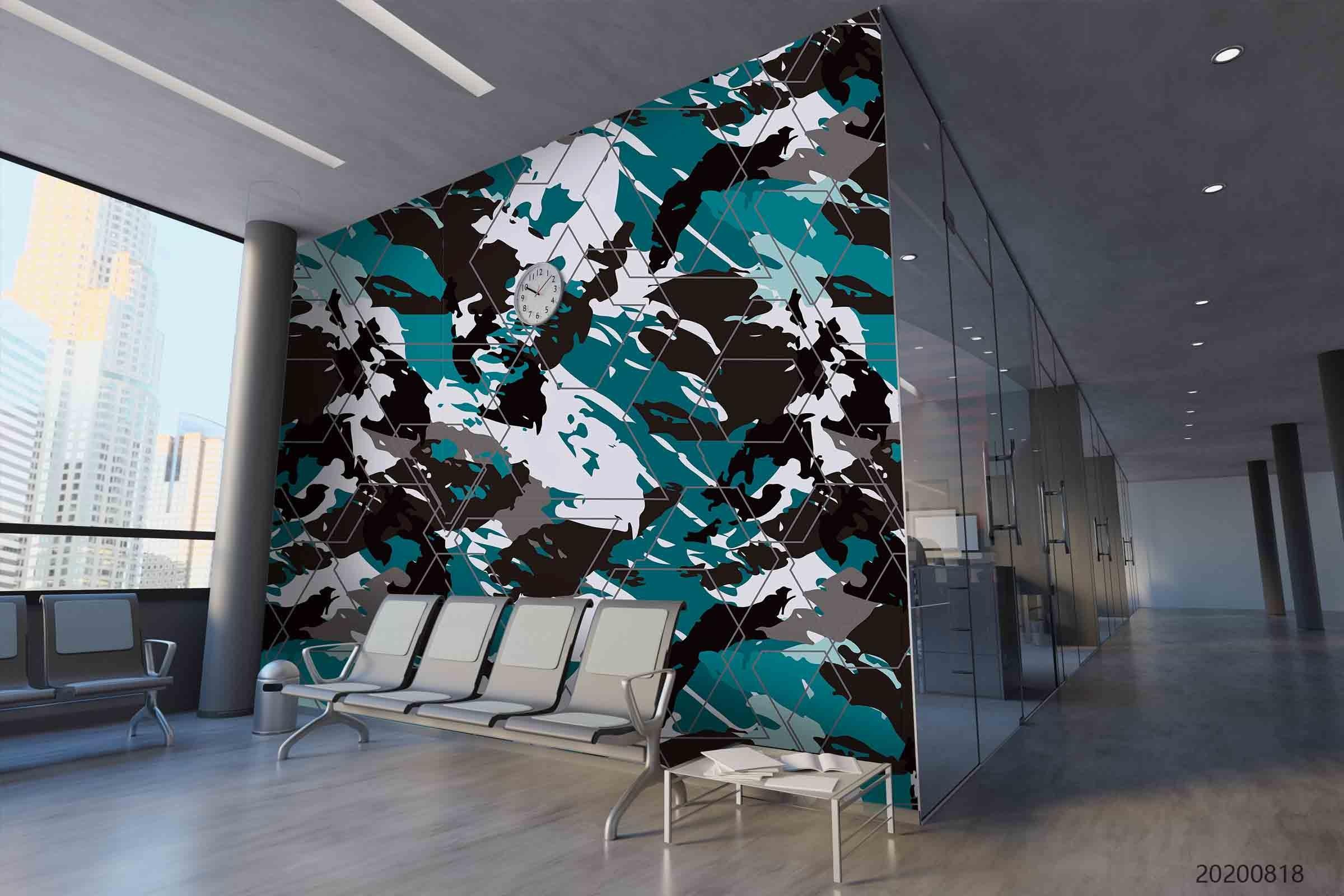 3D Vintage Cool Colors Camouflage Pattern Wall Mural Wallpaper LXL 1155- Jess Art Decoration