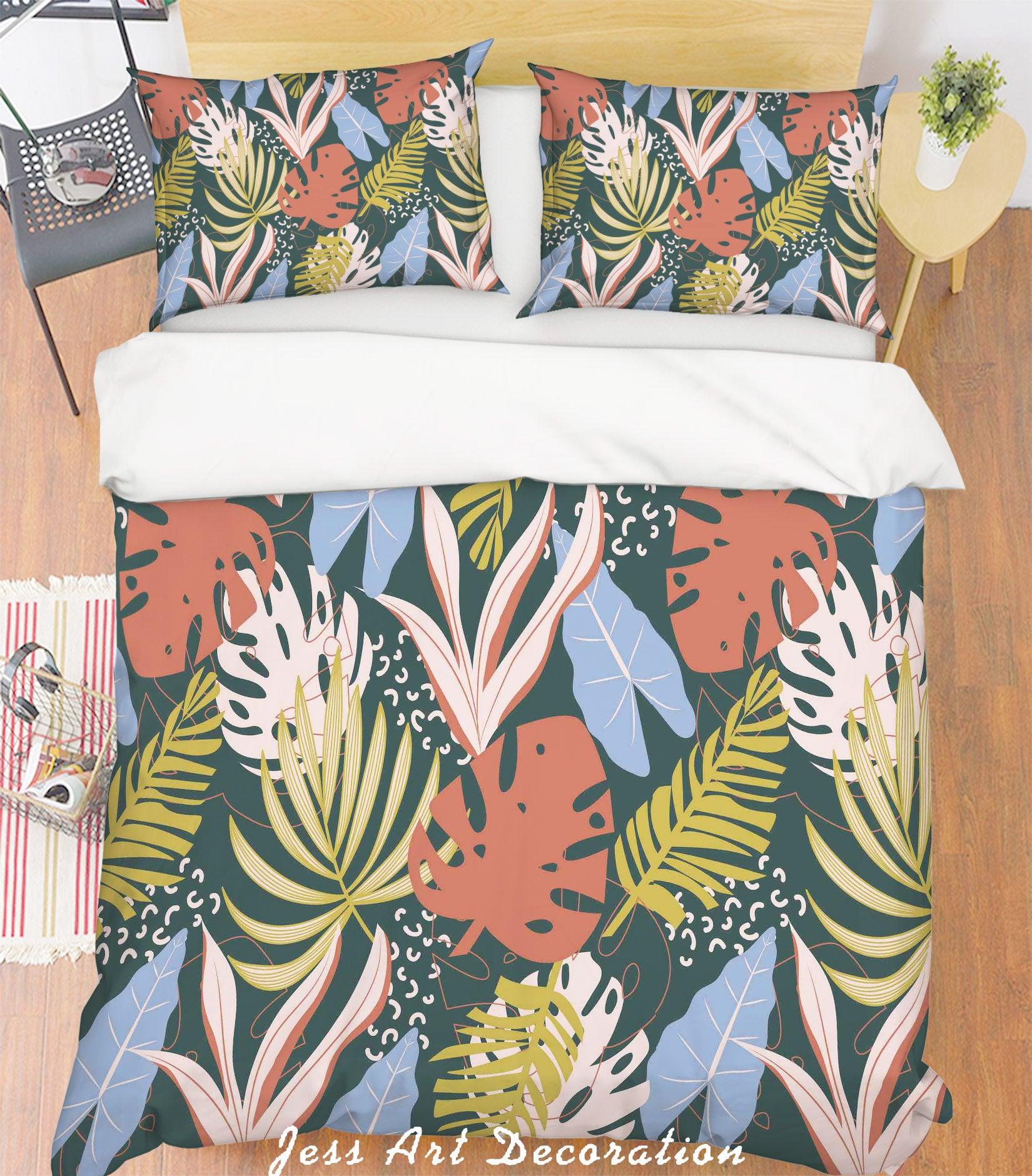 3D Leaves Green Quilt Cover Set Bedding Set Pillowcases 145- Jess Art Decoration