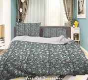 3D Flowers Leaves Pattern Quilt Cover Set Bedding Set Duvet Cover Pillowcases WJ 1588- Jess Art Decoration