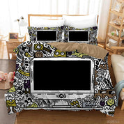 3D Abstract Art Graffiti Quilt Cover Set Bedding Set Duvet Cover Pillowcases 5- Jess Art Decoration