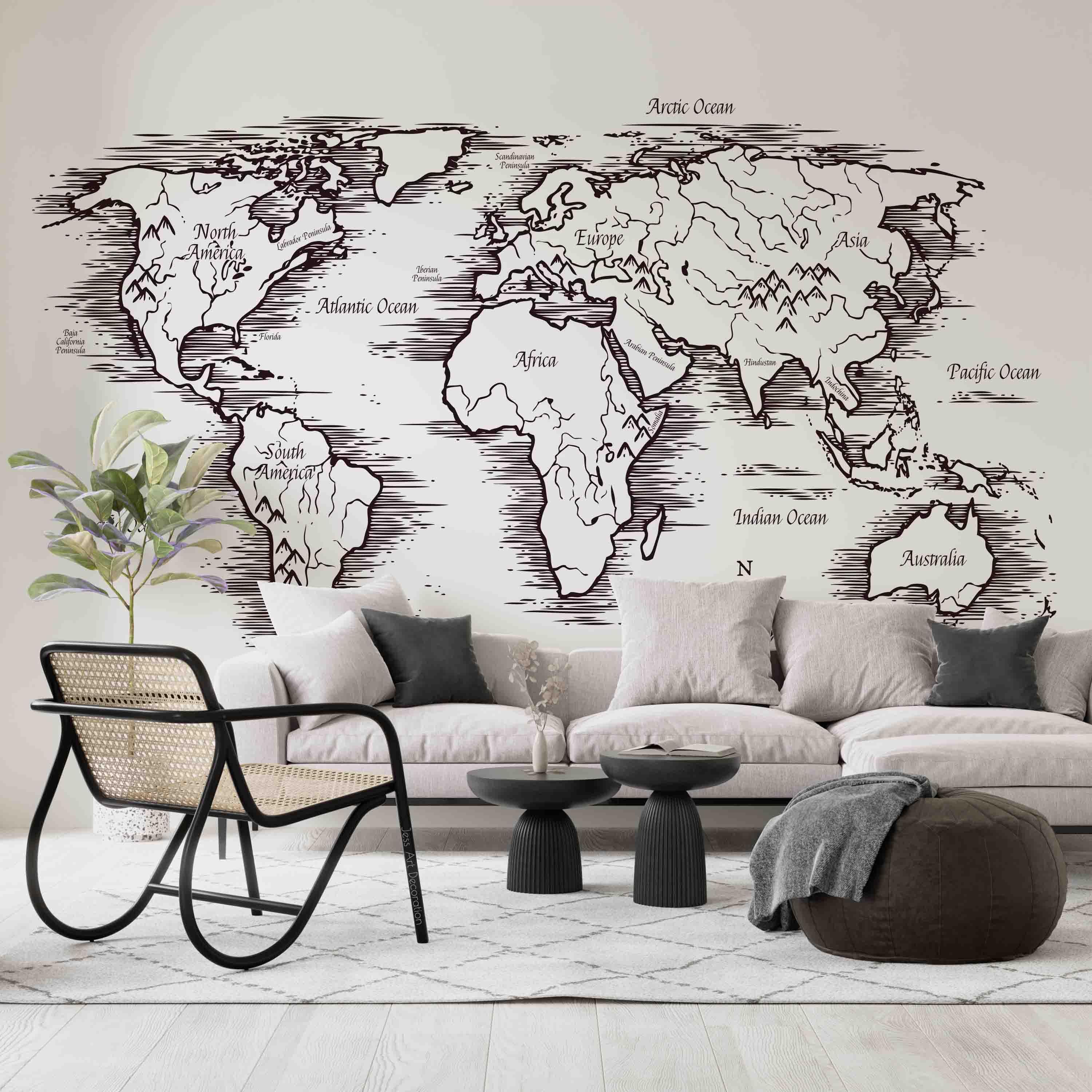 3D Nostalgia World Map Wall Mural Wallpaper GD 2999- Jess Art Decoration
