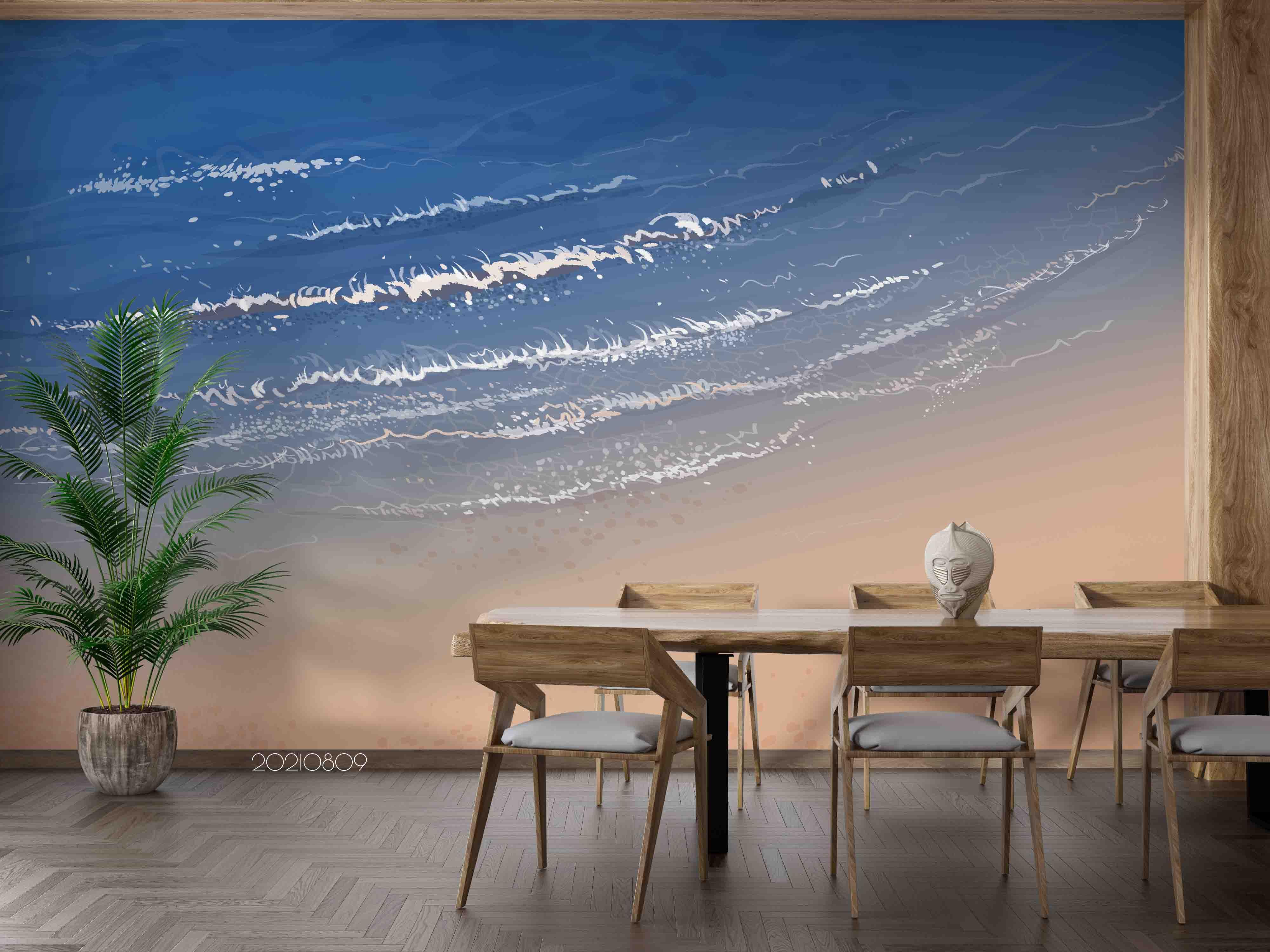 3D Hand-painted Oceans Beach Wall Mural Wallpaper SWW4961- Jess Art Decoration