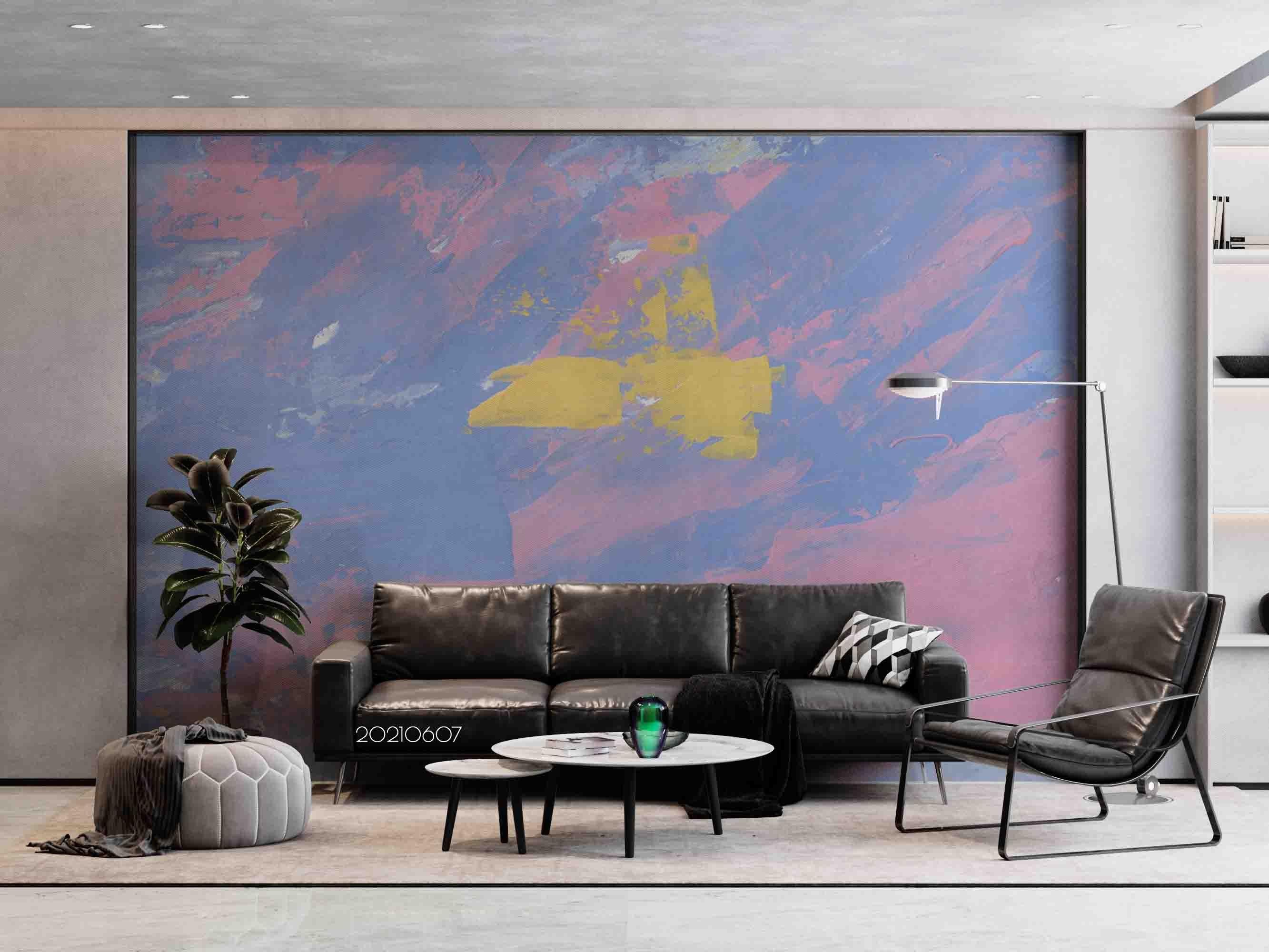 3D Abstract Painting Texture Brush Blue Pink Yellow Wall Mural Wallpaper SWW691- Jess Art Decoration