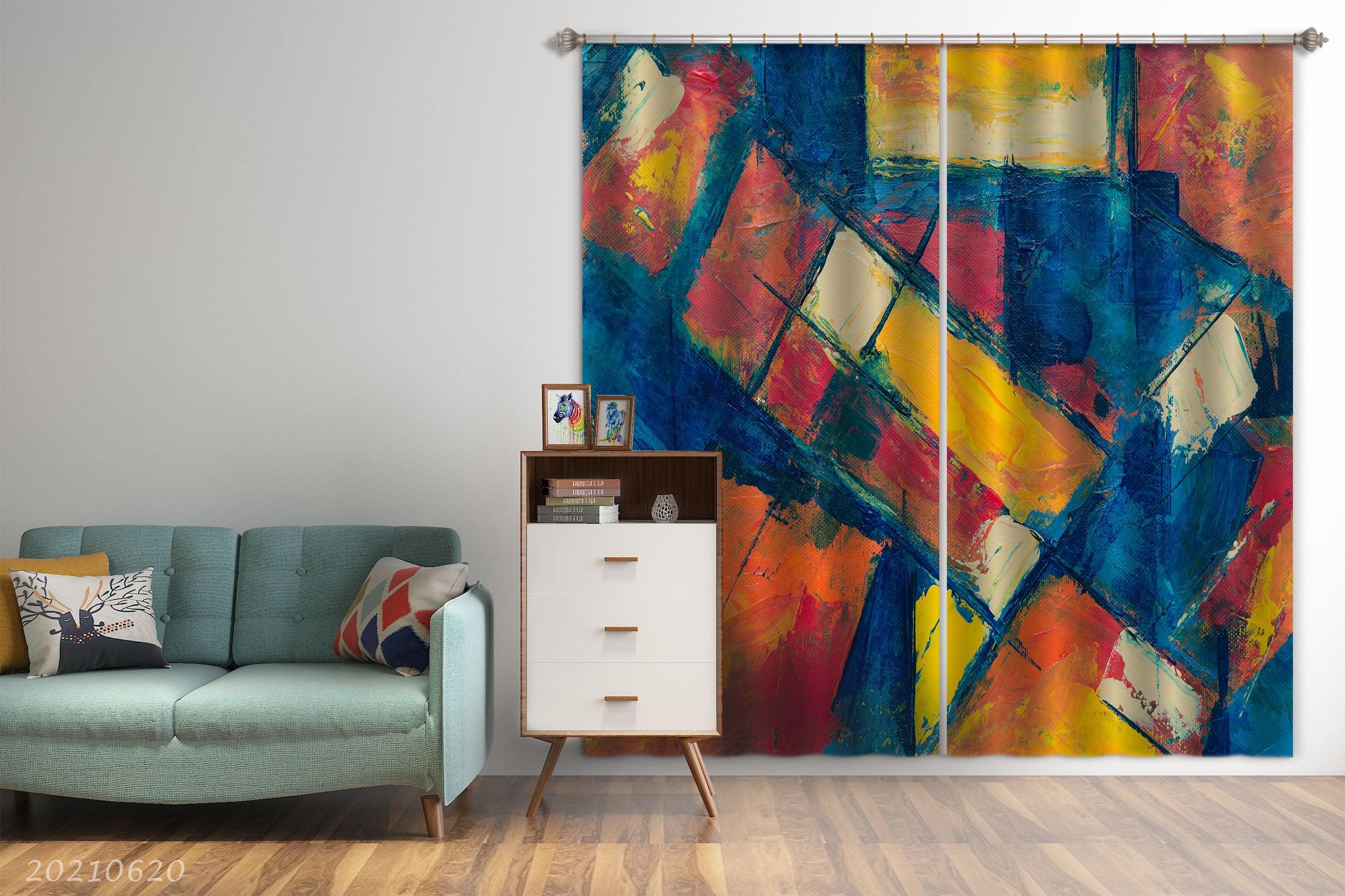 3D Abstract Color Geometric Art Graffiti Curtains and Drapes GD 732- Jess Art Decoration