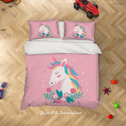 3D Red Unicorn Quilt Cover Set Bedding Set Duvet Cover Pillowcases SF296- Jess Art Decoration