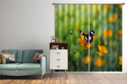 3D Yellow Floral Leaf Butterfly Curtains and Drapes LQH 271- Jess Art Decoration