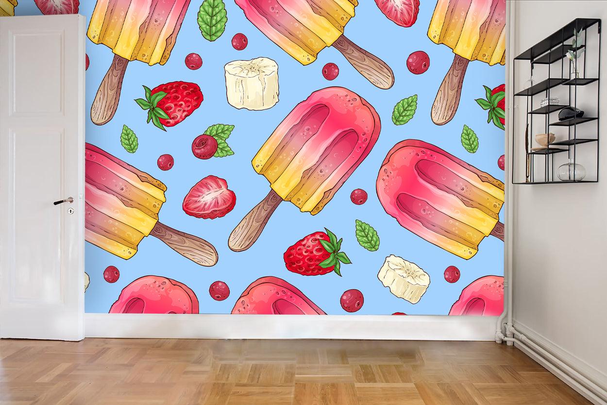 3D Ice Lolly Strawberry Wall Mural Wallpaper 44- Jess Art Decoration